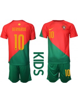 Otroški Nogometna dresi replika Portugalska Bernardo Silva #10 Domači SP 2022 Kratek rokav (+ hlače)